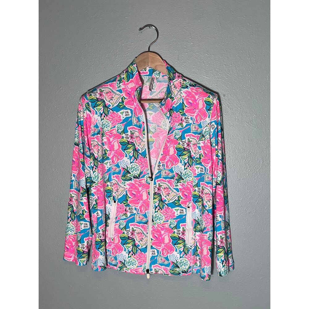 Lulu-B Full Zip Soft Stretch Large UPF 50+ Jacket Golf 19th Hole Pockets Beach